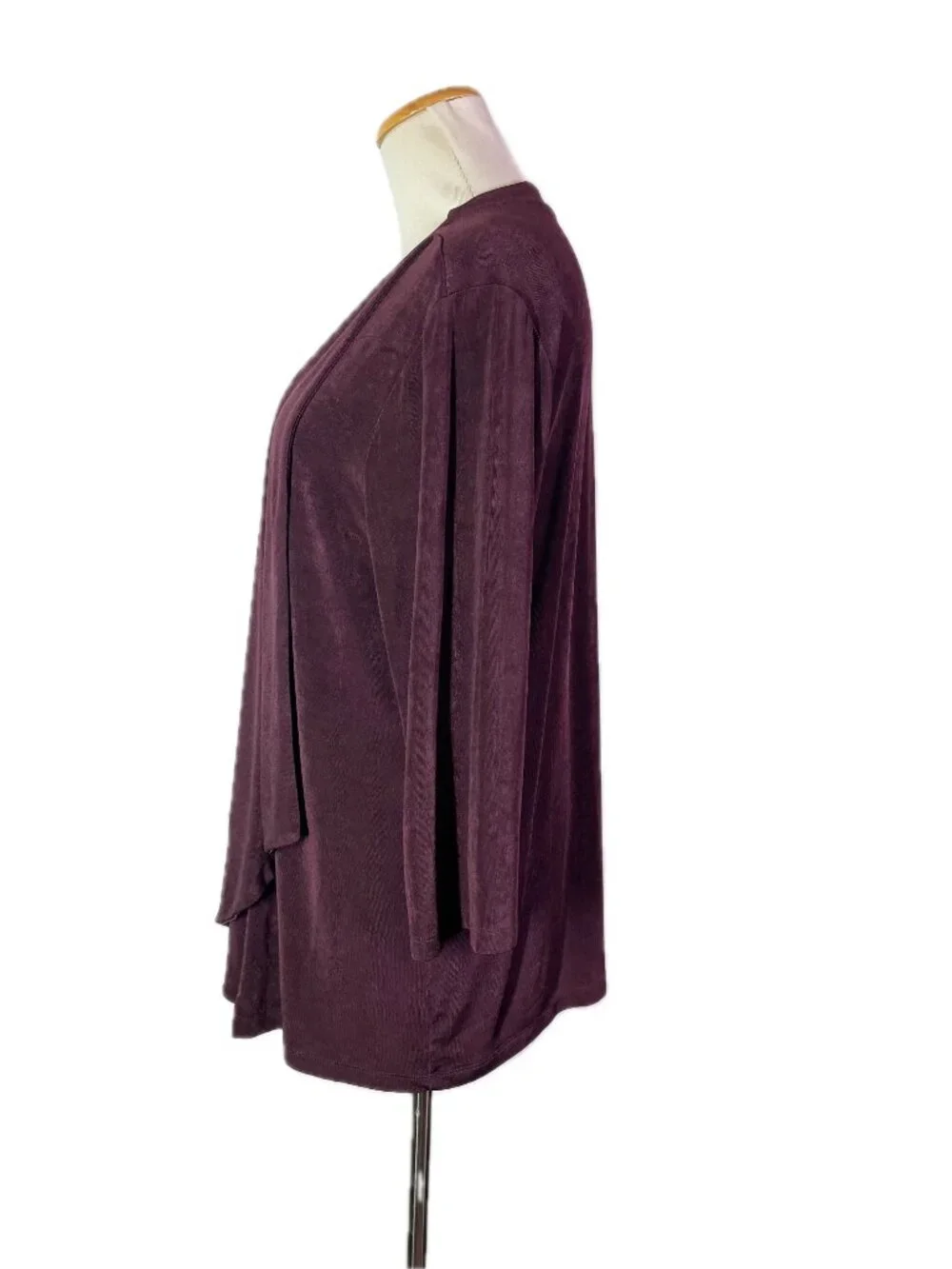 Chico's Travellers Size 3 (16/18) Plum Purple Open-Front Cardigan Stretch